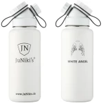 JN JuNiki's Exklusive JuNiki's Trinkflasche XL aus Edelstahl Vakuum-isoliert 1L/32oz - limitierte Sonderedition "White Angel"