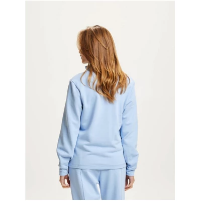 KnowledgeCotton Apparel Damen Sweatshirt mit Stehkragen und Zipper "HIGH NECK SWEAT" aus Biobaumwolle - Chambray Blue, GOTS zertifiziert