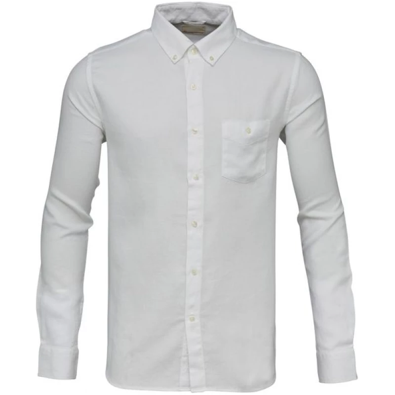 KnowledgeCotton Apparel Hemd - Small checked weaved garment dyed shirt - Bright White