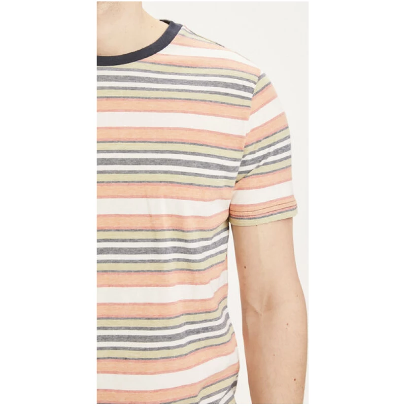 KnowledgeCotton Apparel Herren T-Shirt "ALDER striped tee" - GOTS/Vegan, Abricut Buff