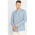 KnowledgeCotton Apparel Leinenhemd - Long sleeve striped linen custom fit shirt - aus Bio-Leinen