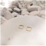 LUXAA Kleine Creolen Ohrringe Quadrat - 925er Sterling Silber - Gold - 8mm