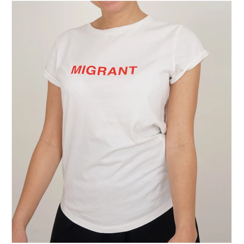 Lena Schokolade Migrant T-Shirt weiss aus Bio-Baumwolle