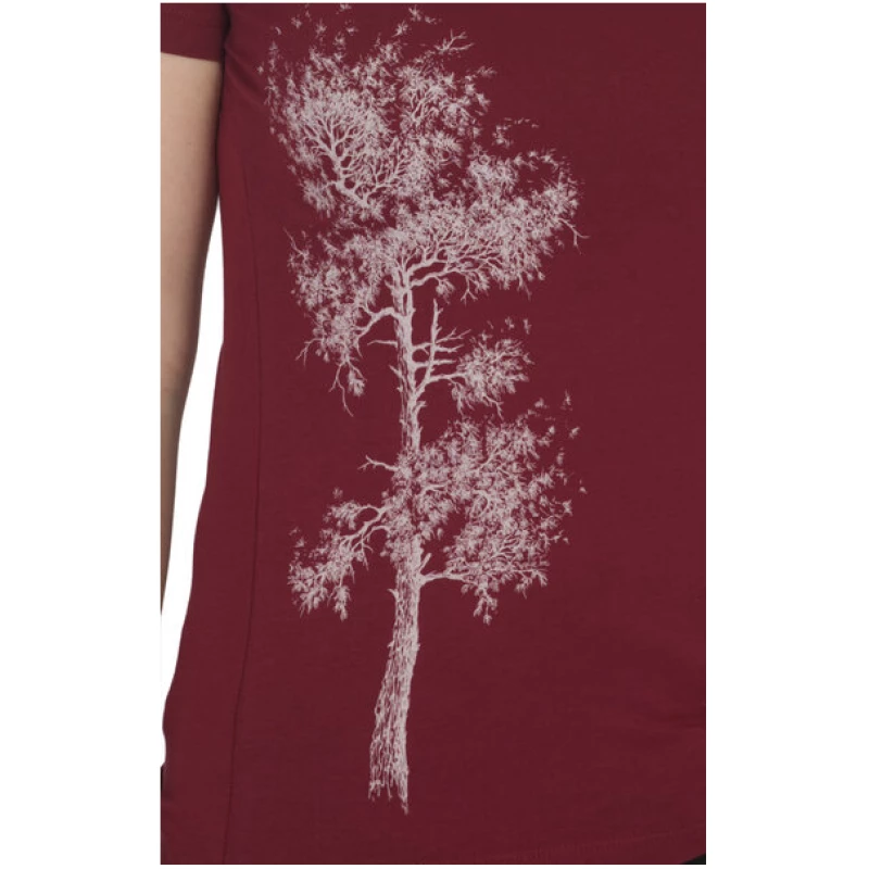 Life-Tree Shirt aus Biobaumwolle Fairwear für Damen "Kiefer" in Burgund Rot