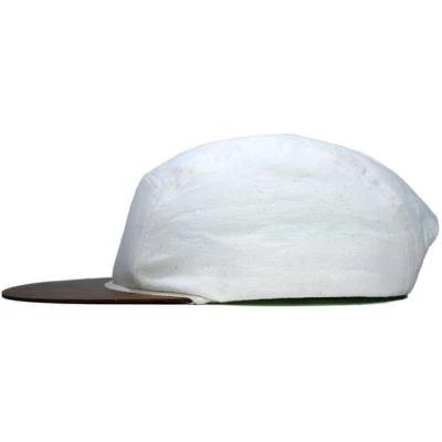Lou-i Canvas Cap weiß mit edlem Holzschirm - Made in Germany - Sehr bequem