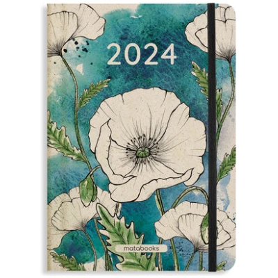 Matabooks Nachhaltiger A5 Jahresplaner Samaya 2024 Farbe: Poppy White (DE/EN)