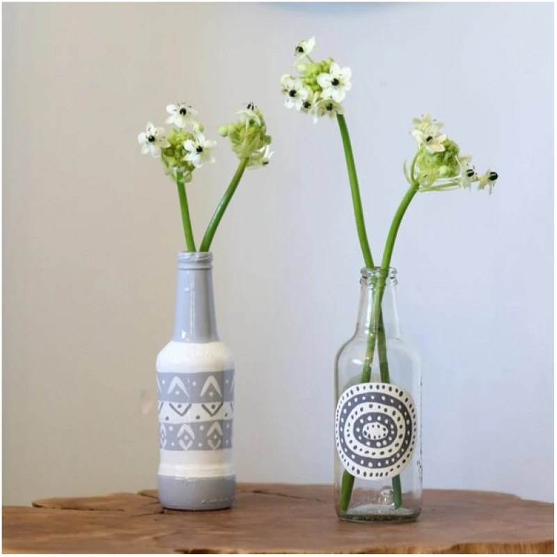 Mio Moyo Flasche aus Glas "White Circle" - Upcycling Dekorationsobjekt und Vase