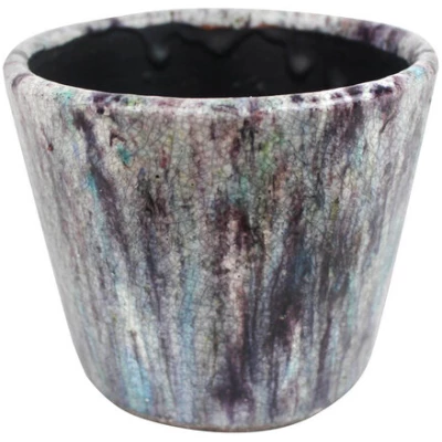Mitienda Shop Blumentopf aus Keramik blau oder violett meliert 14cm