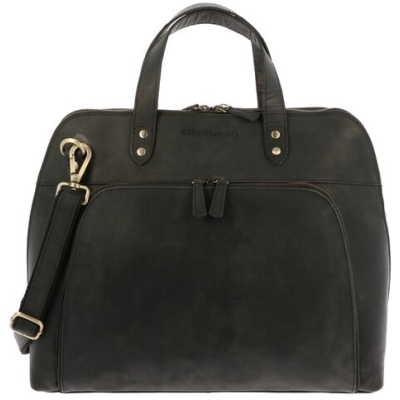 MoreThanHip Damen Laptoptasche 15,6" Vintage Ökoleder - Primrose braun oder schwarz