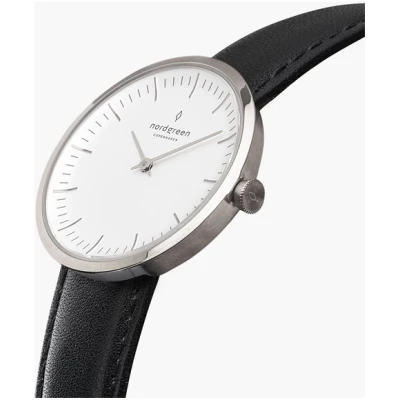 Nordgreen Copenhagen Armbanduhr Infinity Silber - Italienisches Lederarmband