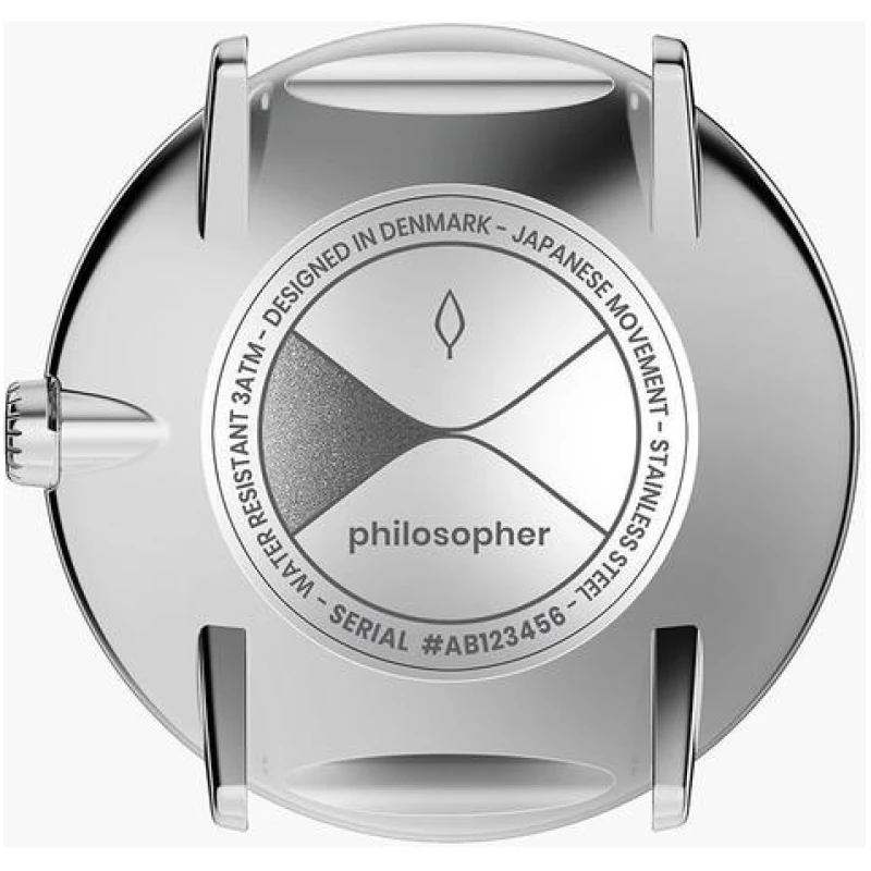Nordgreen Copenhagen Armbanduhr Philosopher Silber - Italienisches Lederarmband