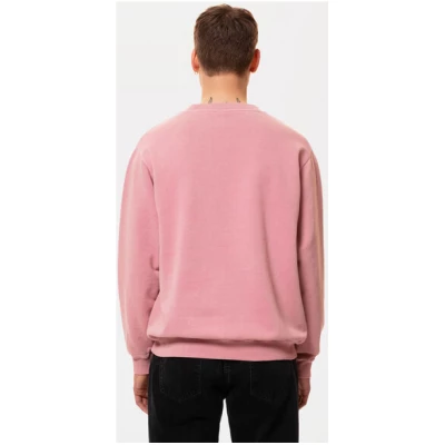 Nudie Jeans Herren Sweatshirt aus Biobaumwolle mit Print "LASSE ISSUE", Paper Pink