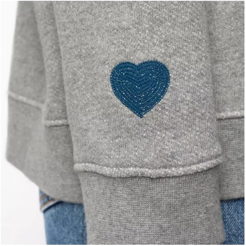 Nudie Jeans Sweatshirt Bibbi Blue Heart - Grey Melange