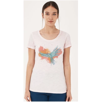 ORGANICATION Garment Dyed T-Shirt aus Bio-Baumwolle mit Vogel-Print