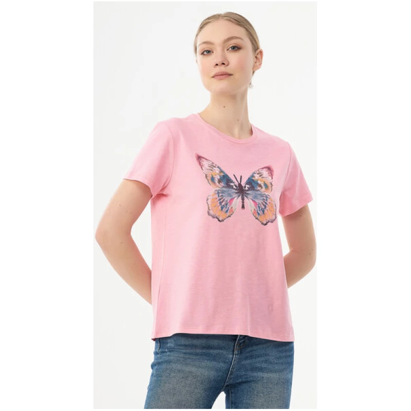 ORGANICATION T-Shirt aus Bio-Baumwolle mit Schmetterlings-Print