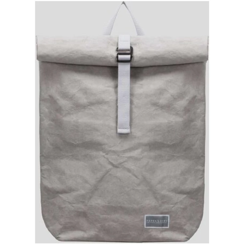 Paper & Sons Pine - Rolltop Rucksack aus Kraftpapier, 28l, grau, wasserabweisend