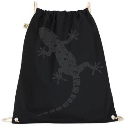 Picopoc Turnbeutel Gecko / Gym Bag / Rucksack in Schwarz & Grau aus Biobaumwolle