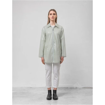 Rain Jacket Women Pastel Green - With Collar