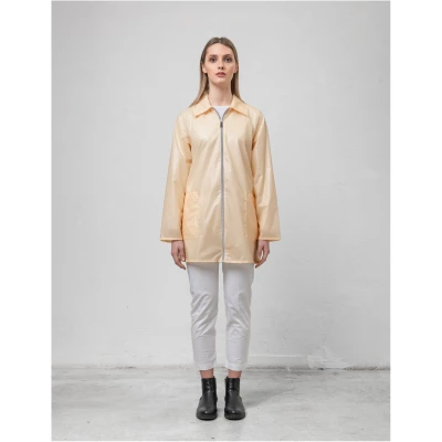Rain Jacket Women Pastel Peach - With Collar