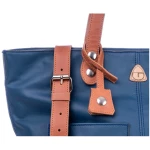 Ritagli di G Damen Große Einkaufstasche LORY Leder 100% Made In Italy - Blau