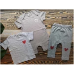 Róka - fair clothing Baby Set 12-18 Monate - Strampler, T-Shirt und Hose "Herz"
