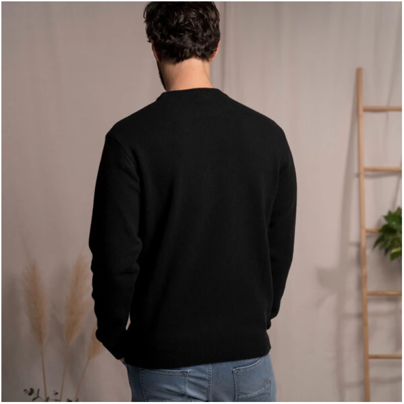 Vresh Clothing Vredo, Strick Sweater aus Wollmix, Schwarz