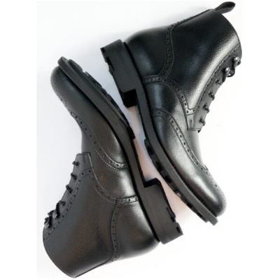 Will's Vegan Shop Goodyear Welt Brogue-Boots Schwarz Herren