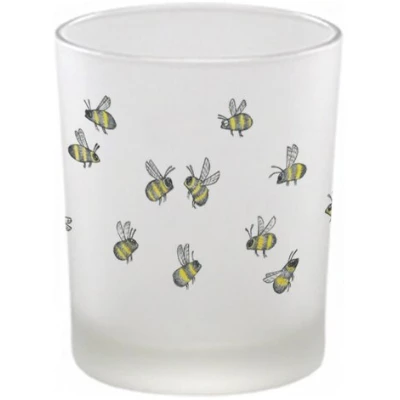 Windlicht "Bienenschwarm" von LIGARTI | handbedrucktes Teelicht | Kerzenhalter | Kerzenglas