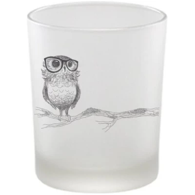 Windlicht "Brilleneule" von LIGARTI | handbedrucktes Teelicht | Kerzenhalter | Kerzenglas