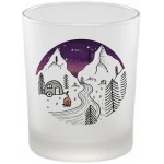 Windlicht "Camping Day and Night" von LIGARTI | handbedrucktes Teelicht | Kerzenhalter | Kerzenglas