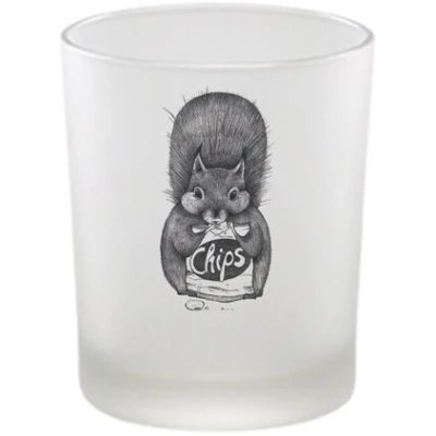 Windlicht "Chipseichhörnchen" von LIGARTI | handbedrucktes Teelicht | Kerzenhalter | Kerzenglas