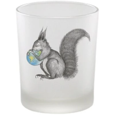 Windlicht "Eichhörnchen Welt" von LIGARTI | handbedrucktes Teelicht | Kerzenhalter | Kerzenglas