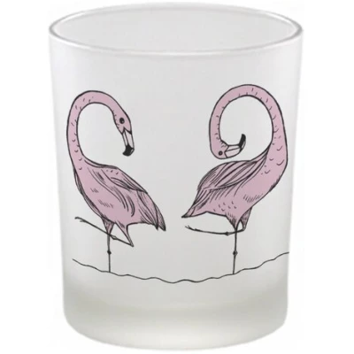 Windlicht "Flamingoparade" von LIGARTI | handbedrucktes Teelicht | Kerzenhalter | Kerzenglas