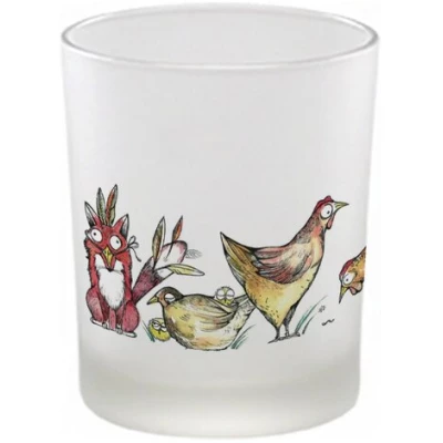 Windlicht "Fuchs im Hühnerpelz" von LIGARTI | handbedrucktes Teelicht | Kerzenhalter | Kerzenglas