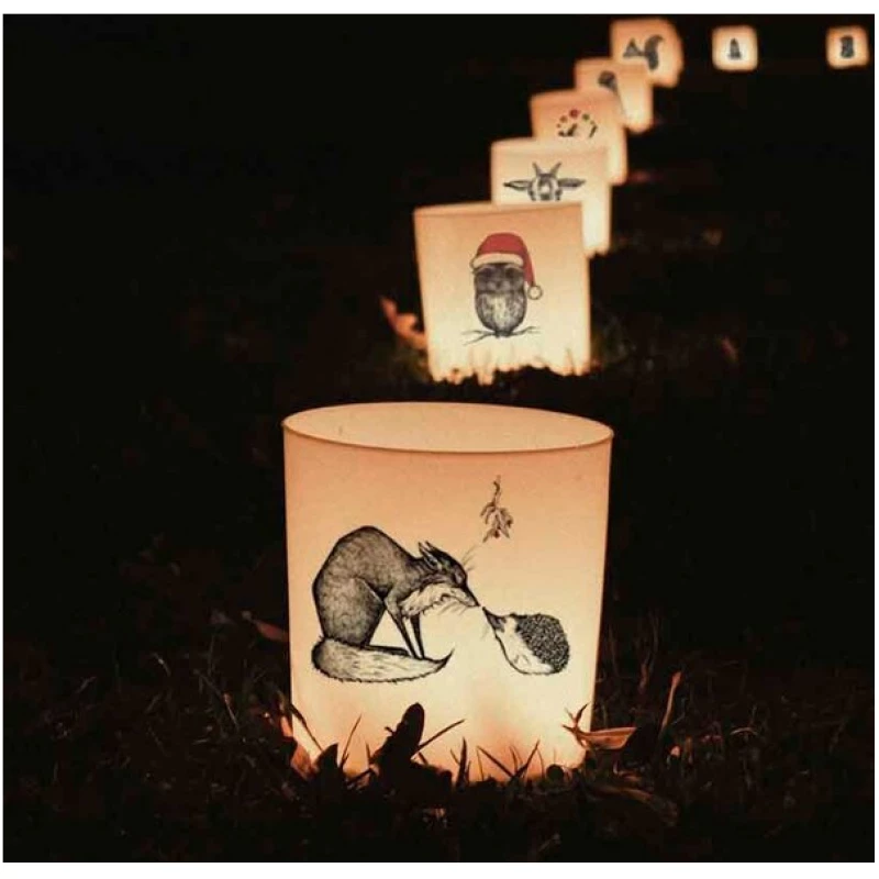 Windlicht "Fuchs und Igel" von LIGARTI | handbedrucktes Teelicht | Kerzenhalter | Kerzenglas