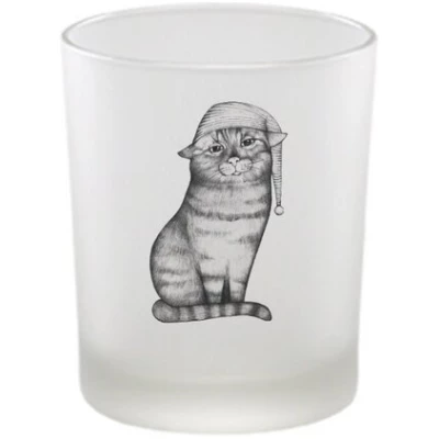 Windlicht "Gute Nacht Katze" von LIGARTI | handbedrucktes Teelicht | Kerzenhalter | Kerzenglas