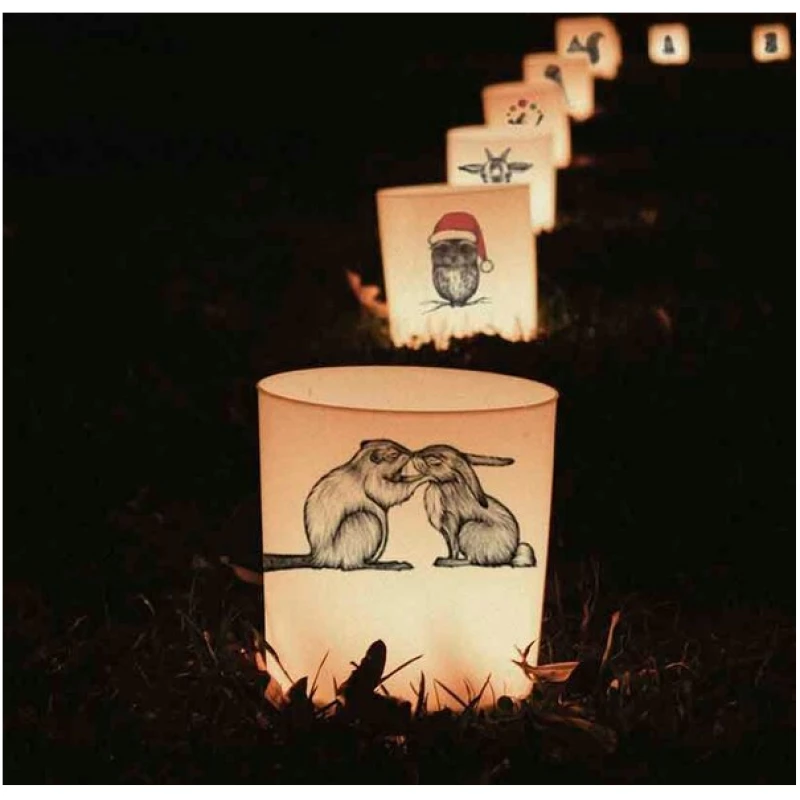 Windlicht "Kaninchen und Biber" von LIGARTI | handbedrucktes Teelicht | Kerzenhalter | Kerzenglas
