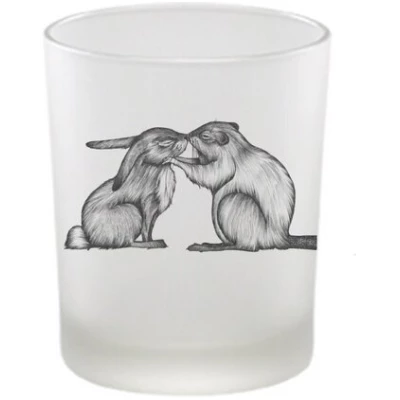 Windlicht "Kaninchen und Biber" von LIGARTI | handbedrucktes Teelicht | Kerzenhalter | Kerzenglas