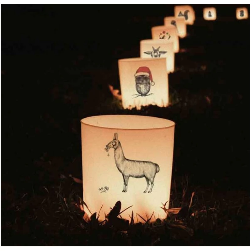 Windlicht "Lama" von LIGARTI | handbedrucktes Teelicht | Kerzenhalter | Kerzenglas