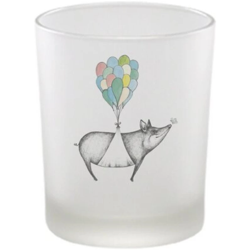 Windlicht "Sau viel Glück" von LIGARTI | handbedrucktes Teelicht | Kerzenhalter | Kerzenglas
