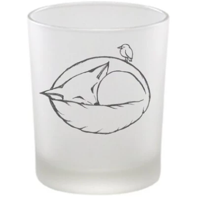 Windlicht "Schlafender Fuchs" von LIGARTI | handbedrucktes Teelicht | Kerzenhalter | Kerzenglas
