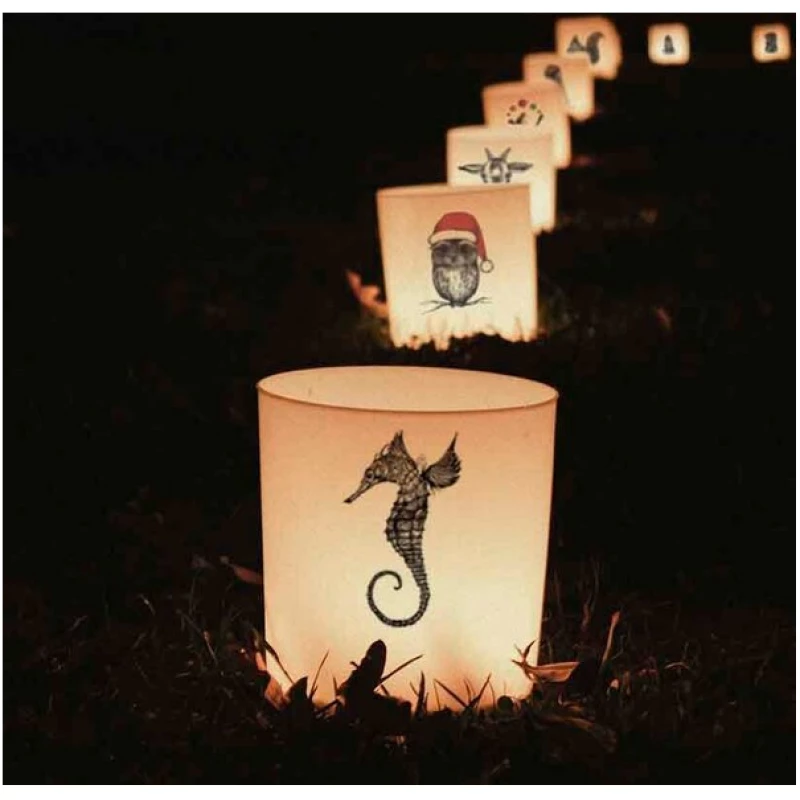 Windlicht "Seepferdchen" von LIGARTI | handbedrucktes Teelicht | Kerzenhalter | Kerzenglas
