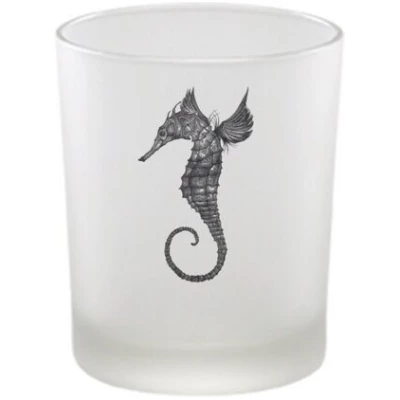 Windlicht "Seepferdchen" von LIGARTI | handbedrucktes Teelicht | Kerzenhalter | Kerzenglas