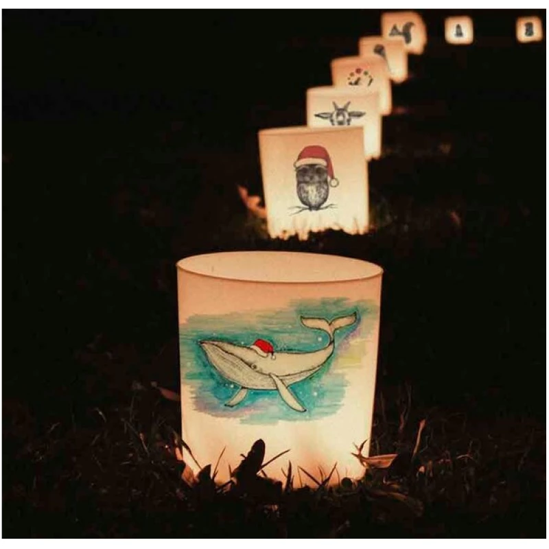 Windlicht "Walnachten" von LIGARTI | handbedrucktes Teelicht | Kerzenhalter | Kerzenglas