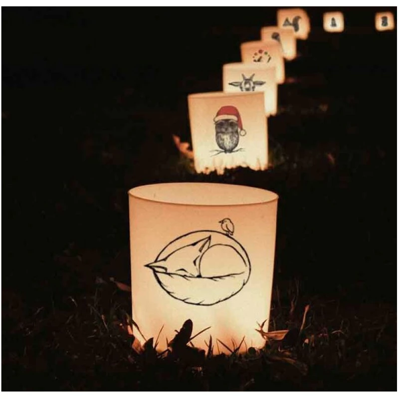 Windlicht "Winterfüchse" von LIGARTI | handbedrucktes Teelicht | Kerzenhalter | Kerzenglas
