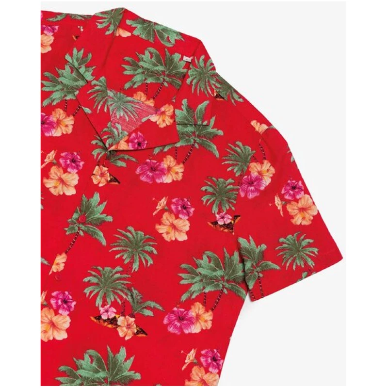 YTWOO Herren Hawaii Hemd | Bio -Baumwolle-Leinen-Mix | Aloha Shirt | Kurzarm Hemd