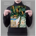 dabelino Veganes Geschenkpapier Set "Leopard/tropisch": 4x Bögen + 1x Grußkarte (V-Label zertifiziert, Blauer Engel, Recyclingpapier)