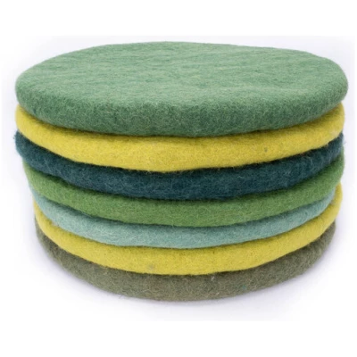 feelz Sitzkissen aus Wolle gefilzt, rund 35cm, verschiedene grüntöne