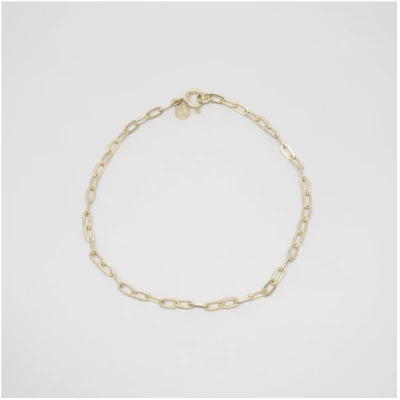 fejn jewelry Fußkette 'link chain' - flache Gliederkette aus Silber/vergoldet