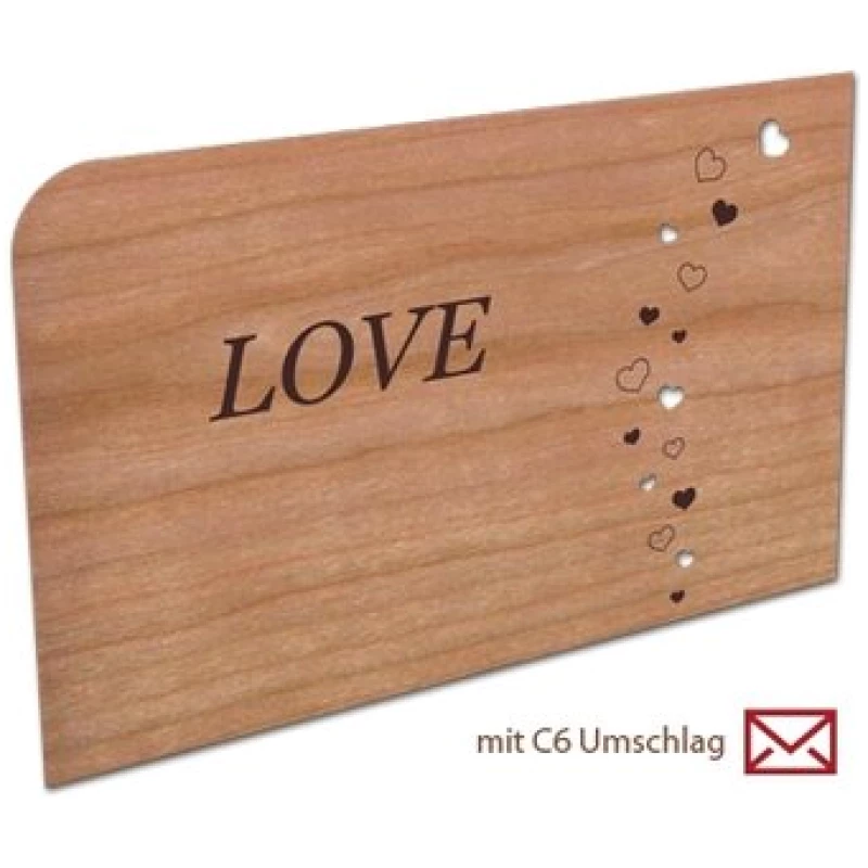 holzpost Postkarte aus Holz "Love"